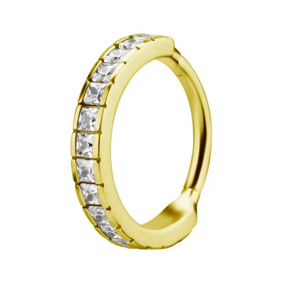 24k gold plated jewelled hinged clicker ring