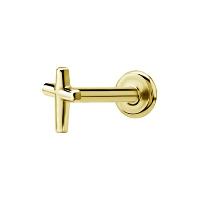 Labret interne plaqué or 24k avec attache en forme de croix Labret interne plaqué or 24k avec attache en forme de croix