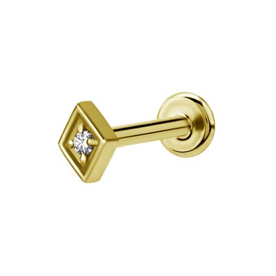 Labret interne plaqué or 24k avec un carré et une pierre Labret interne plaqué or 24k avec un carré et une pierre