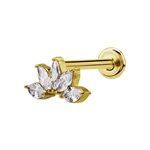 24k gold plated labret with jewelled marquise attachment