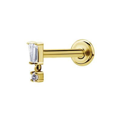 Labret interne plaqué or 24k avec des pierres griffées Labret interne plaqué or 24k avec des pierres griffées