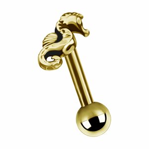 24k gold plated internal barbell with seahorse attachment