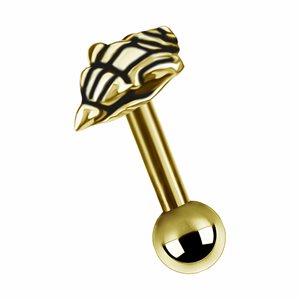 24k gold plated internal barbell with seashell attachment