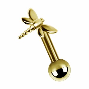 24k gold plated internal barbell with dragonfly attachment