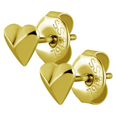 Boucles d’oreilles plaquées or 24k avec des cœurs à facettes Boucles d’oreilles plaquées or 24k avec des cœurs à facettes