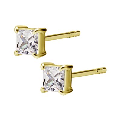 Boucles d'oreilles plaquées or 24k avec pierre carrée Boucles d'oreilles plaquées or 24k avec pierre carrée