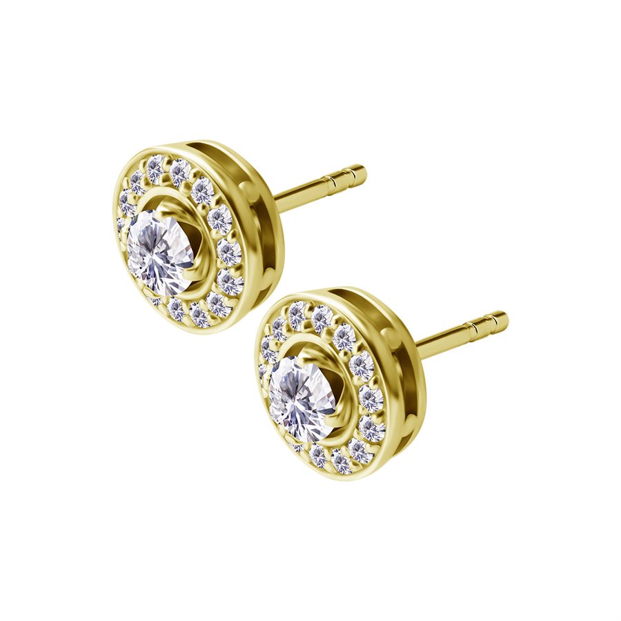 Boucles d'oreilles plaquées or 24k avec des pierres