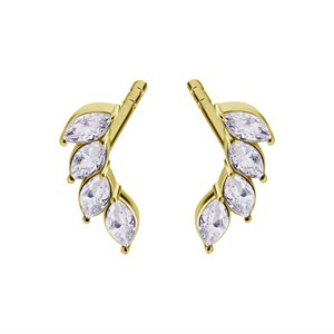 24k gold plated jewelled marquise earstuds