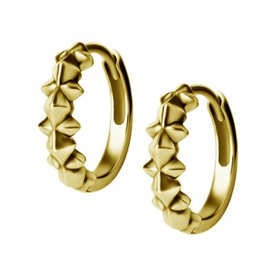 Boucles d'oreilles plaquées or 24k avec pyramides et cônes Boucles d'oreilles plaquées or 24k avec pyramides et cônes