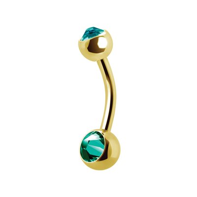 Petite banane de nombril plaquée or 24k avec grosses pierres Petite banane de nombril plaquée or 24k avec grosses pierres
