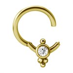 Anneau clicker plaqué or 24k avec une pierre