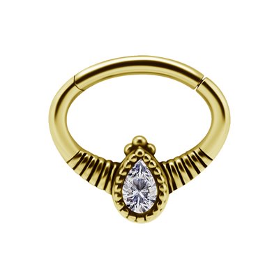 24k gold plated hinged oval jewelled daith clicker