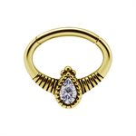24k gold plated hinged oval jewelled daith clicker