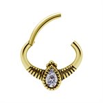24k gold plated hinged oval jewelled daith clicker