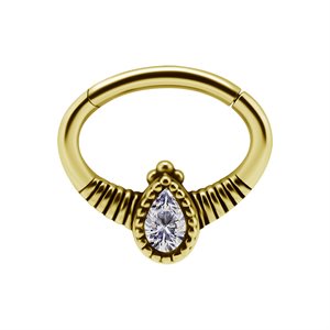 24k gold plated hinged oval jewelled daith clicker