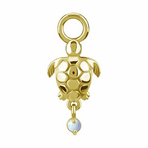 18k gold plated CoCr sea turtle w. opal charm for clicker