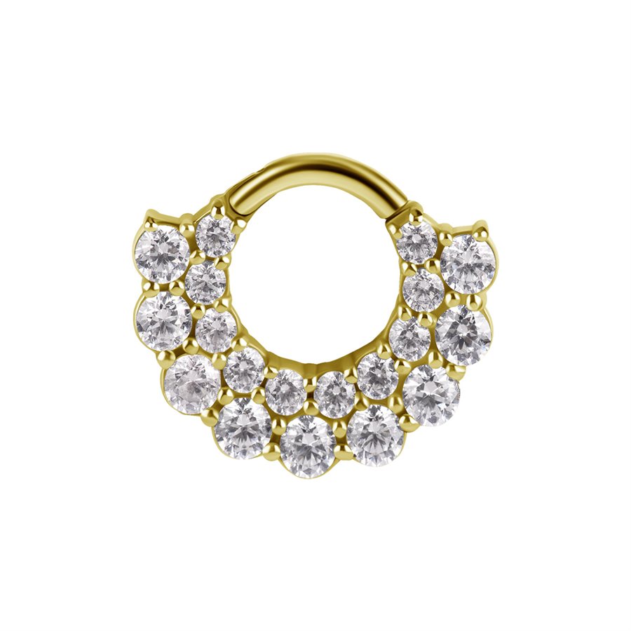 Anneau clicker en CoCr plaqué or 18k avec des pierres Anneau clicker en CoCr plaqué or 18k avec des pierres