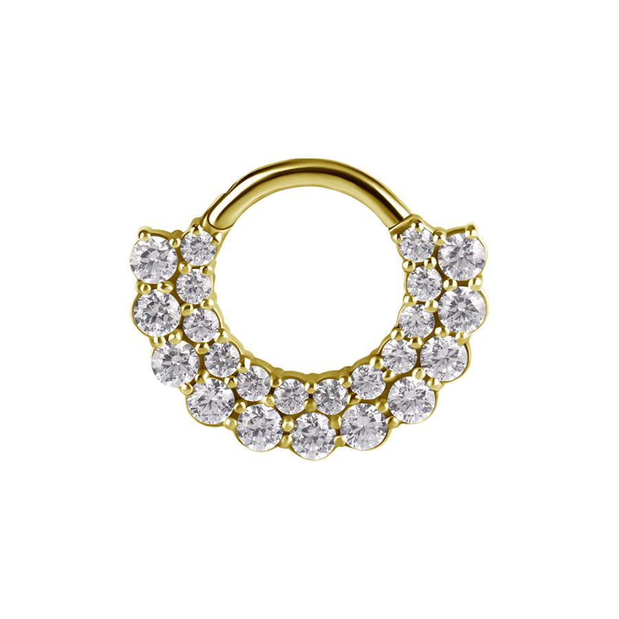 Anneau clicker en CoCr plaqué or 18k avec des pierres Anneau clicker en CoCr plaqué or 18k avec des pierres