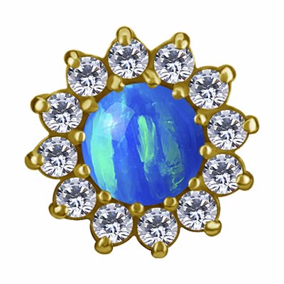 18k gold plated CoCr internal jewelled attachment with opal