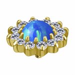 18k gold plated CoCr internal jewelled attachment with opal