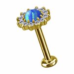 18k gold plated CoCr internal jewelled attachment with opal