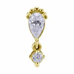 18k gold plated CoCr internal attachment w. dangle zirconia