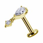 18k gold plated CoCr internal attachment w. dangle zirconia