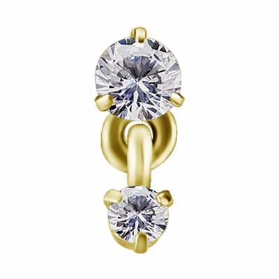 18k gold plated CoCr internal attachment w. dangle zirconia