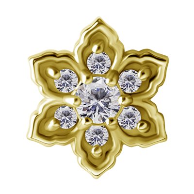 Attache interne en CoCr plaquée or 18k avec fleur et pierres Attache interne en CoCr plaquée or 18k avec fleur et pierres