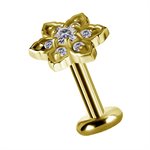 18k gold plated CoCr internal jewelled flower attachment