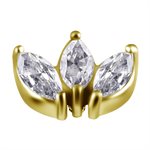 18k gold plated CoCr internal attachment w. premium zirconia