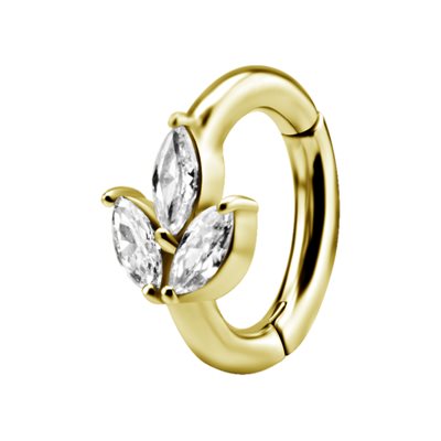 Anneau de nombril clicker en CoCr plaqué or18k avec marquise Anneau de nombril clicker en CoCr plaqué or18k avec marquise