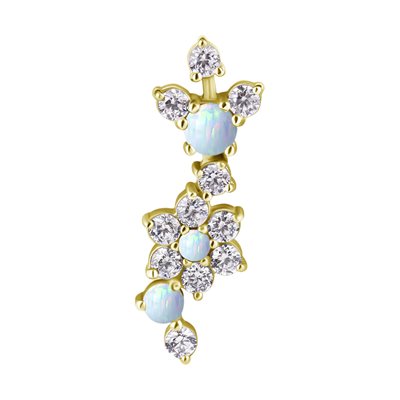 Attache sans filet en CoCr plaquée or18k avec fleur & opales Attache sans filet en CoCr plaquée or18k avec fleur & opales
