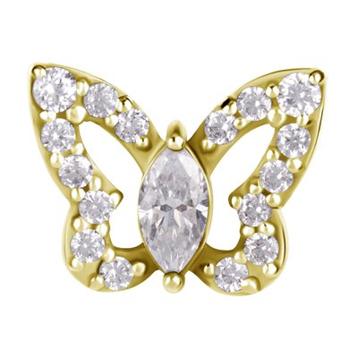 Attache sans filet en CoCr plaquée or 18k avec un papillon Attache sans filet en CoCr plaquée or 18k avec un papillon