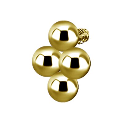 Attache interne en titanium plaquée or 24k avec 4 boules Attache interne en titanium plaquée or 24k avec 4 boules