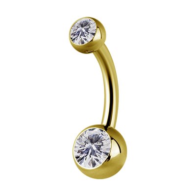 Banane interne en titanium plaquée or 24k avec des pierres Banane interne en titanium plaquée or 24k avec des pierres