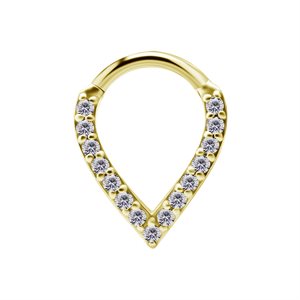 24k gold plated CoCr jewelled V shaped hinged clicker ring