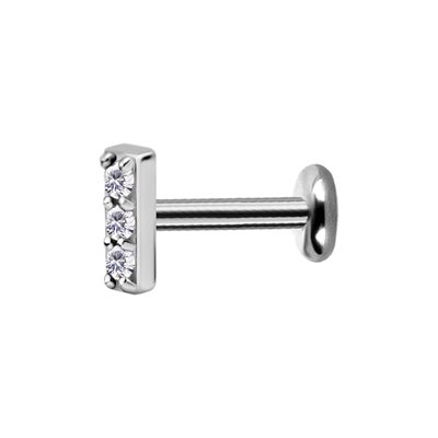 Labret interne avec des pierres griffées Labret interne avec des pierres griffées