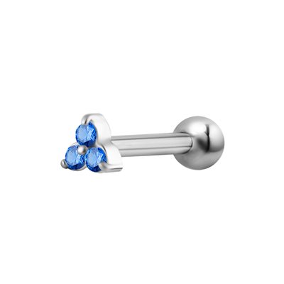 Barbell avec un côté interne trinity avec des pierres Barbell avec un côté interne trinity avec des pierres