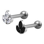 Barbell avec un côté interne et une marquise et pierres