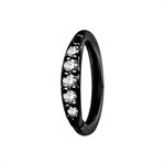 Black steel jewelled hinged segment clicker ring Black steel jewelled hinged segment clicker ring
