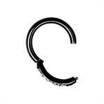 Anneau clicker en acier noir avec bras articulé et pierres