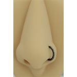Anneau clicker en acier noir avec bras articulé et pierres