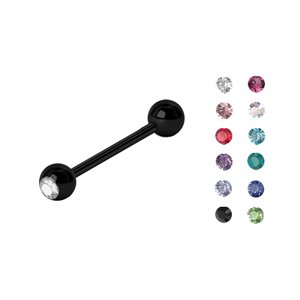 Black steel jewelled barbell