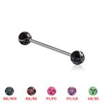 Tongue barbell with uv twisted flower balls