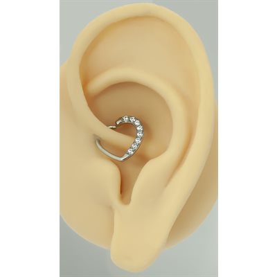 Jewelled heart continuous ring - left ear