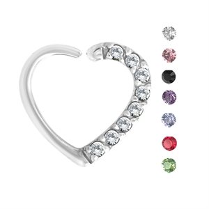 Jewelled heart continuous ring - left ear