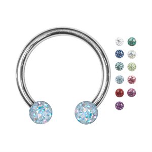 Crystal circular barbell with epoxy on gems