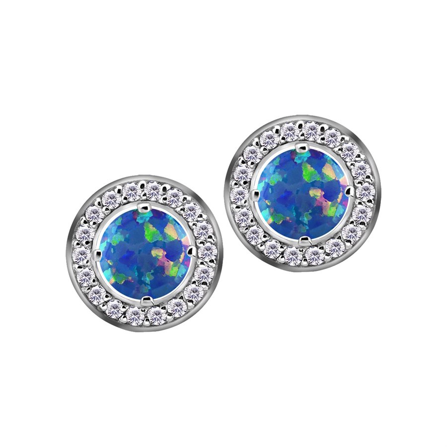 Opal earstud with detachable pave set disc