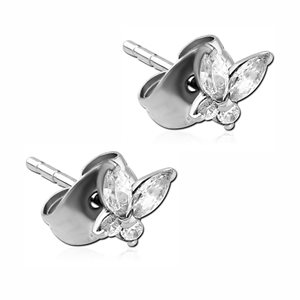 Boucles d'oreilles en forme de papillon avec pierres